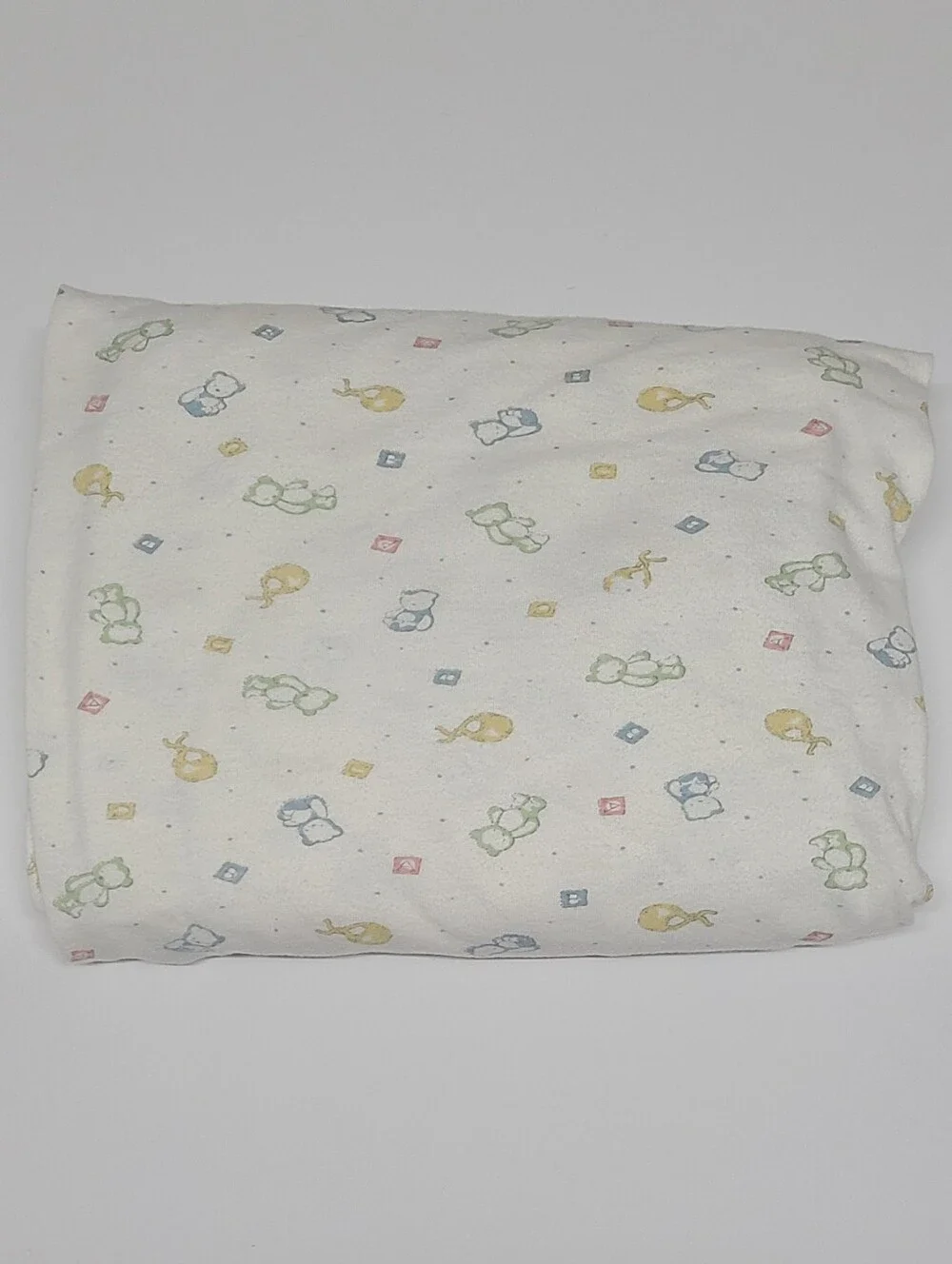 Vintage 2005 Gerber Baby Crib Sheet Teddy Bears Bibs Ducks Letter Blocks